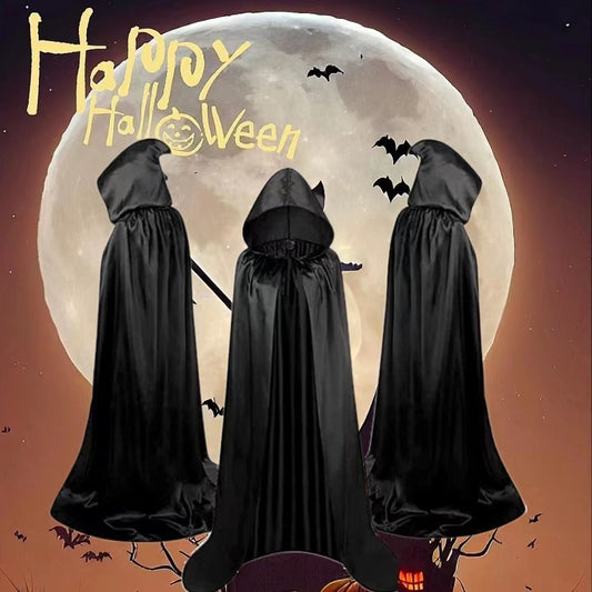 Halloween Cloak Costumes Wizard - Hooded Capes Mantle Black