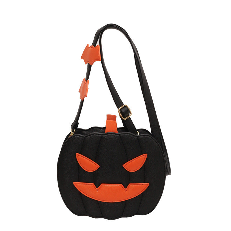 Halloween Pumpkin Shoulder Crossbody Bag With Bat