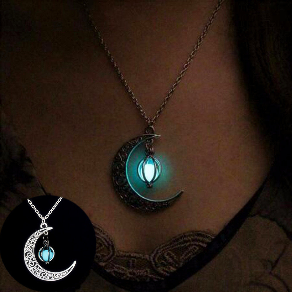 Moon Natural Glowing Stone Necklace