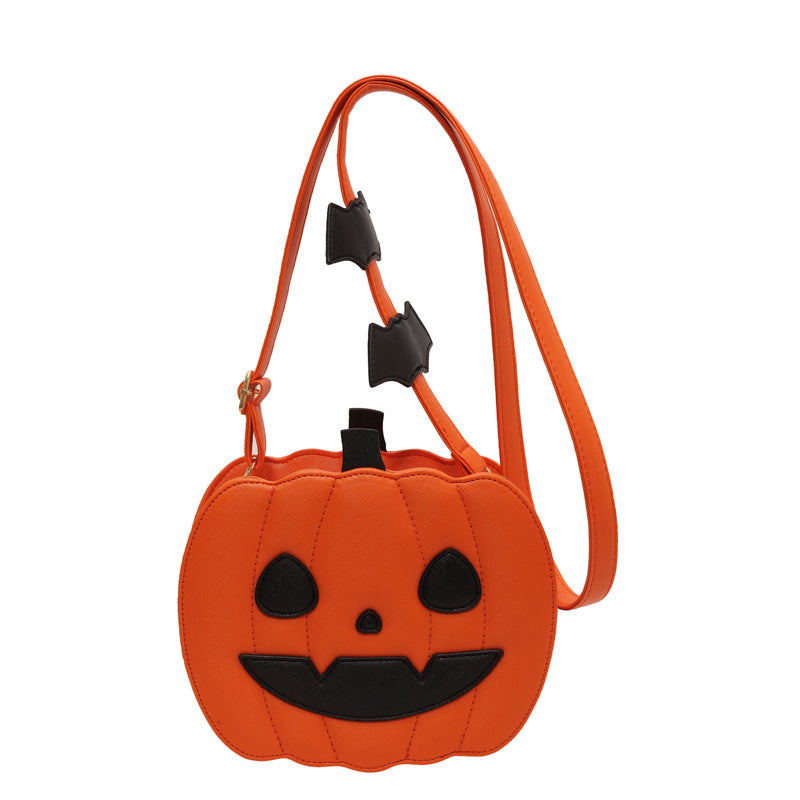 Halloween Pumpkin Shoulder Crossbody Bag With Bat