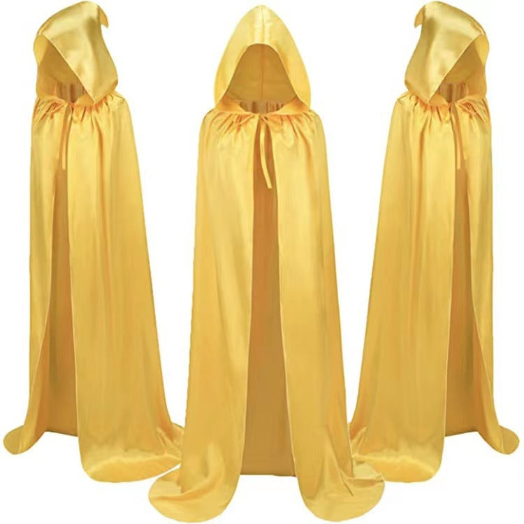 Halloween Cloak Costumes Wizard - Hooded Capes Mantle Black