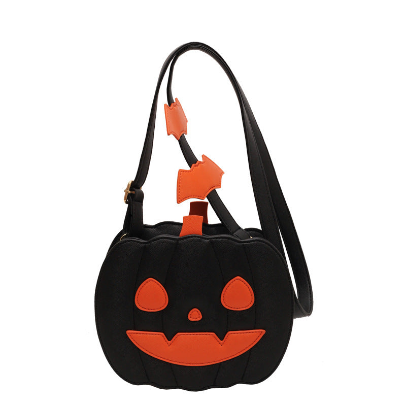 Halloween Pumpkin Shoulder Crossbody Bag With Bat