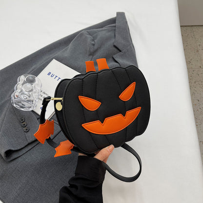 Halloween Pumpkin Shoulder Crossbody Bag With Bat